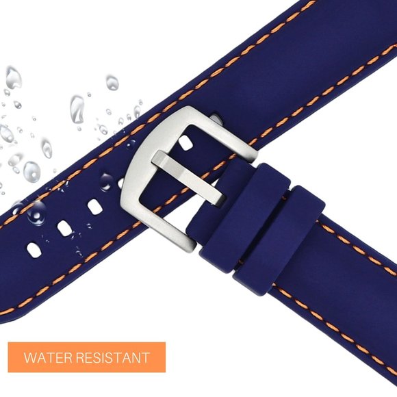 22MM Premium Blue Silicone Replacement Watch Band Quick Release - Picture 3 of 4